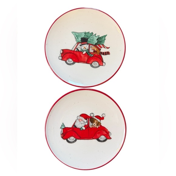 Peppermint Other - Set of 2 Peppermint & Pine Red Christmas Plates